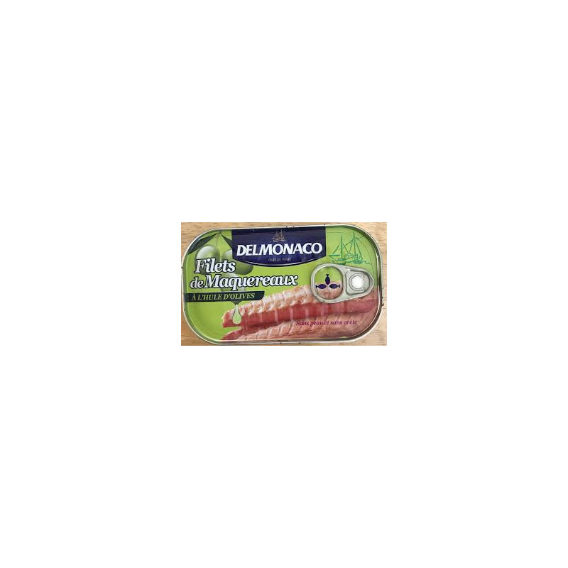 FILETS MAQUERAUX HUILE OLIVE 125G - DEL MONACO