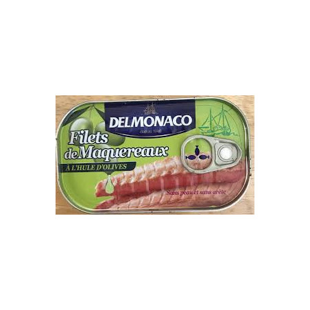 FILETS MAQUERAUX HUILE OLIVE 125G - DEL MONACO