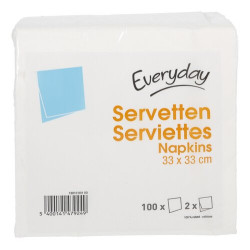 EVERYDAY SERVIETTES BLANCHES 33X33CM 100 PC