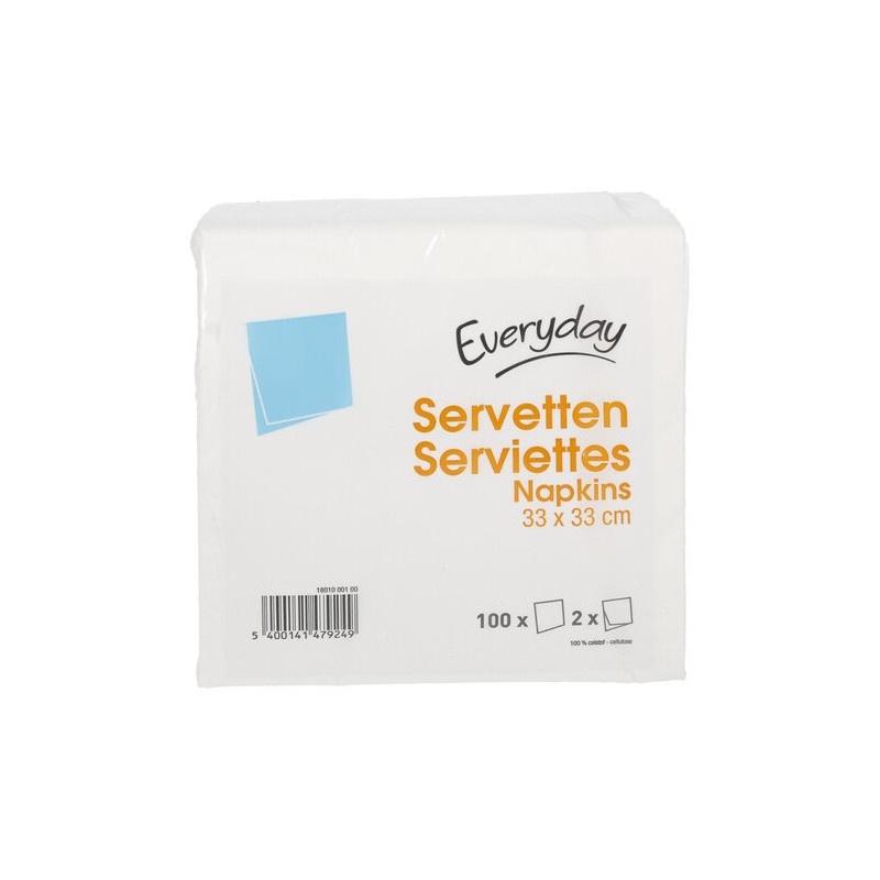 EVERYDAY SERVIETTES BLANCHES 33X33CM 100 PC