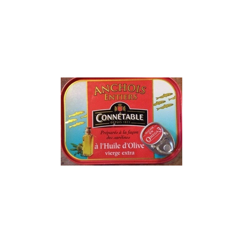 ANCHOIS HUILE OLIVE ENTIERS 100GR CONNETABLE