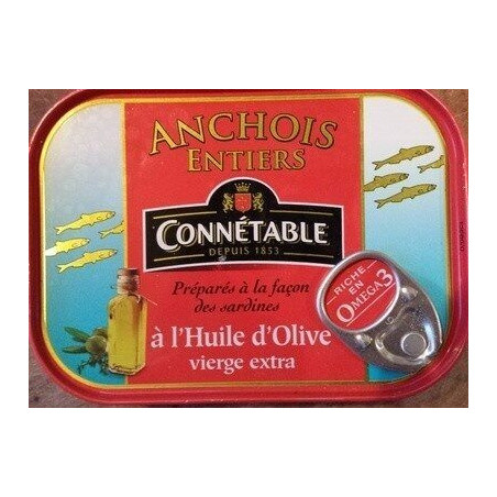 ANCHOIS HUILE OLIVE ENTIERS 100GR CONNETABLE
