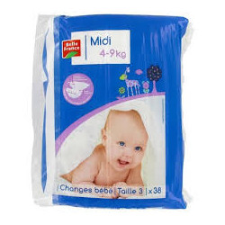 COUCHE BEBE EXTRA DRY MIDI 4 9KG X38 BF